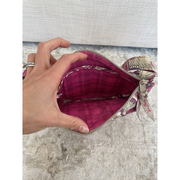 Vera Bradley Crossbody Purse in Paisley Meets Plaid Shoulder Bag Pink, Gray EUC - Picture 5 of 8